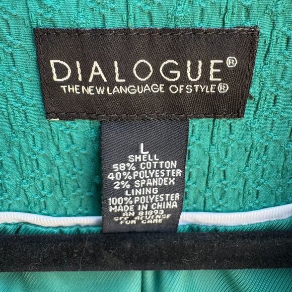 Dialogue Womens Teal Textured Stretch Adjustable Belt Button-Up Blazer Jacket L - Picture 5 of 11